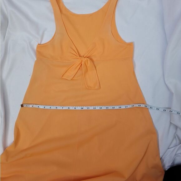 VINTAGE 80s orange sherbet tie‎ front maxi night gown dress M - Picture 13 of 14
